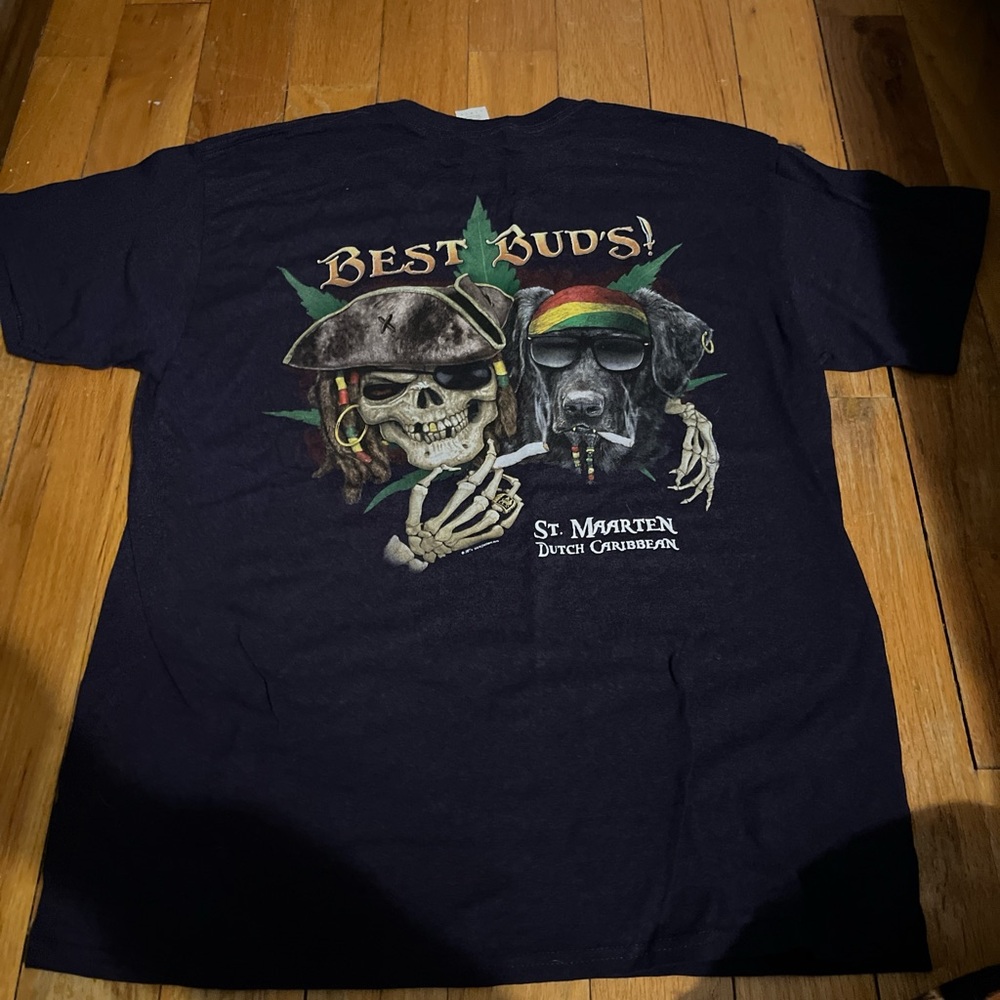 Black Mary Jane Graphic Tee with Skeleton and Dog Design